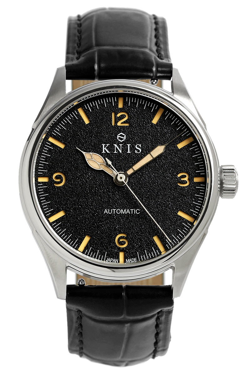 KNIS Automatic Retro Modern - Black Dial with Black Leather Strap KN002-BKBKLE