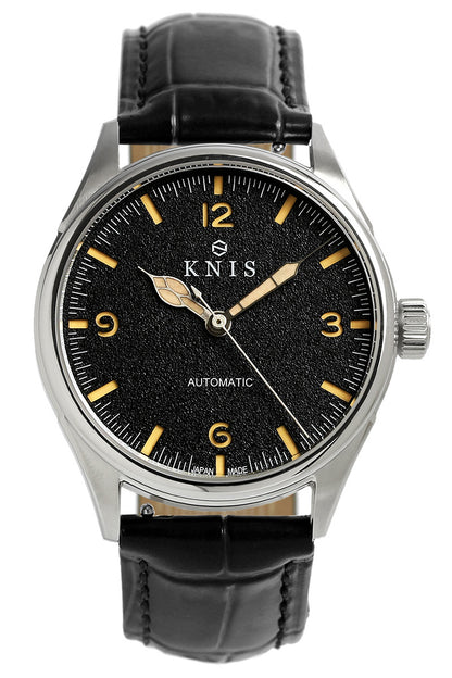 KNIS Automatic Retro Modern - Black Dial with Black Leather Strap KN002-BKBKLE