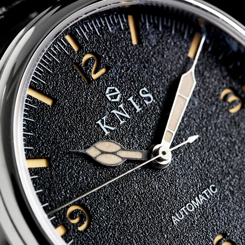 KNIS Automatic Retro Modern - Black Dial with Black Leather Strap KN002-BKBKLE