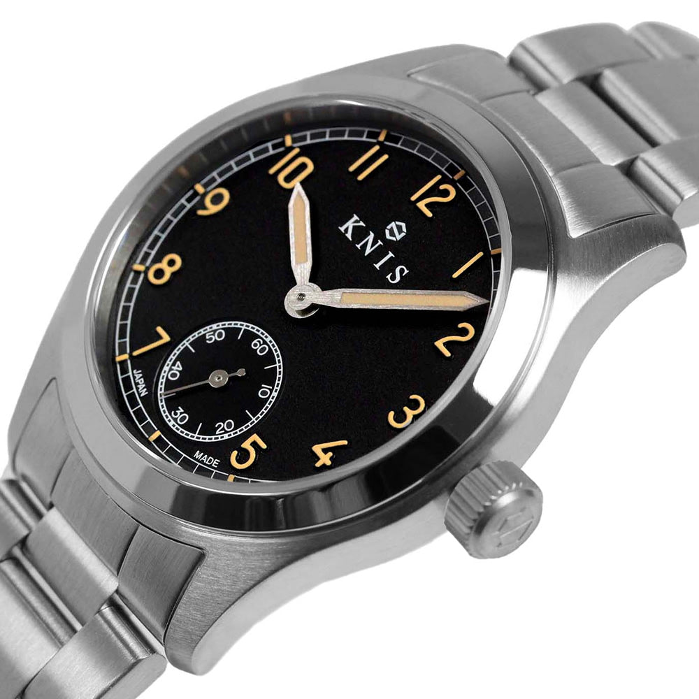 KNIS Retro Military Watch - Black Dial with Stainless Steel Band KN003-BKSS