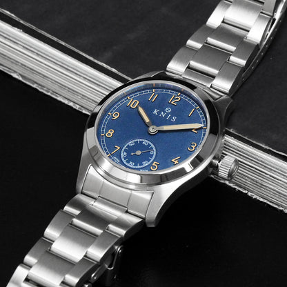 KNIS Retro Military Watch - Blue Dial with Stainless Steel Band KN003-BLSS