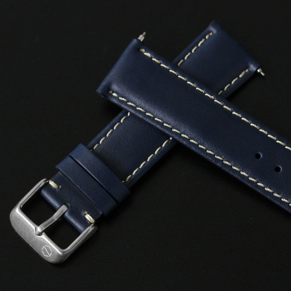 KNIS Retro Military Watch - Blue Dial with Navy Leather Strap KN003-BLNVLE