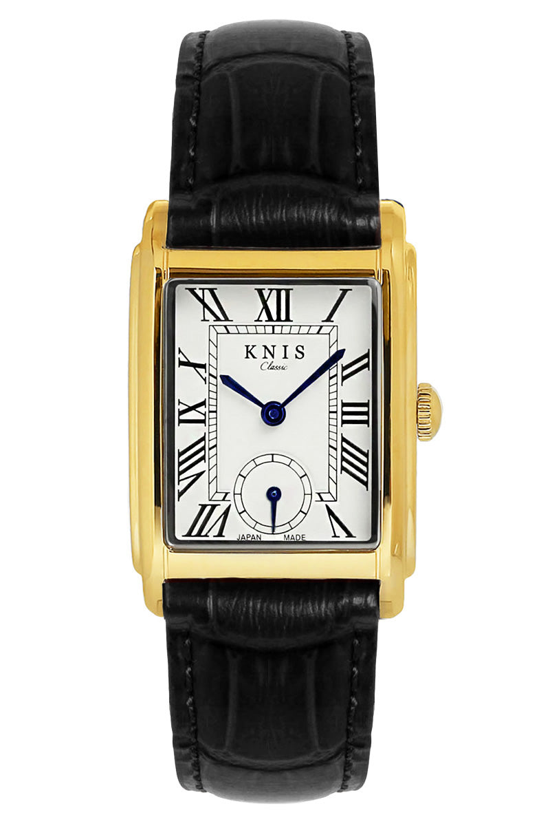 クラシック レクタンギュラー ゴールド クロコ型押しレザー ブラック KN004-GDBKC