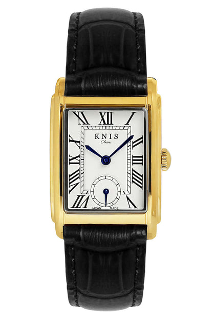 クラシック レクタンギュラー ゴールド クロコ型押しレザー ブラック KN004-GDBKC