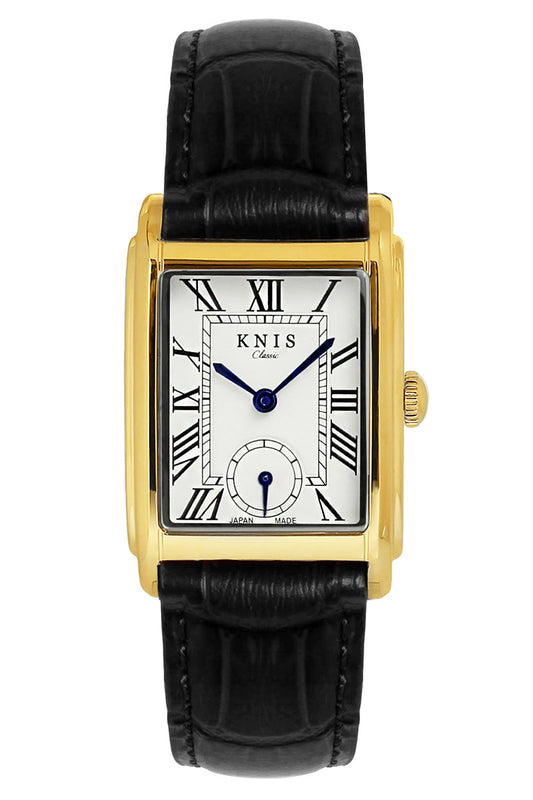 クラシック レクタンギュラー ゴールド クロコ型押しレザー ブラック KN004-GDBKC