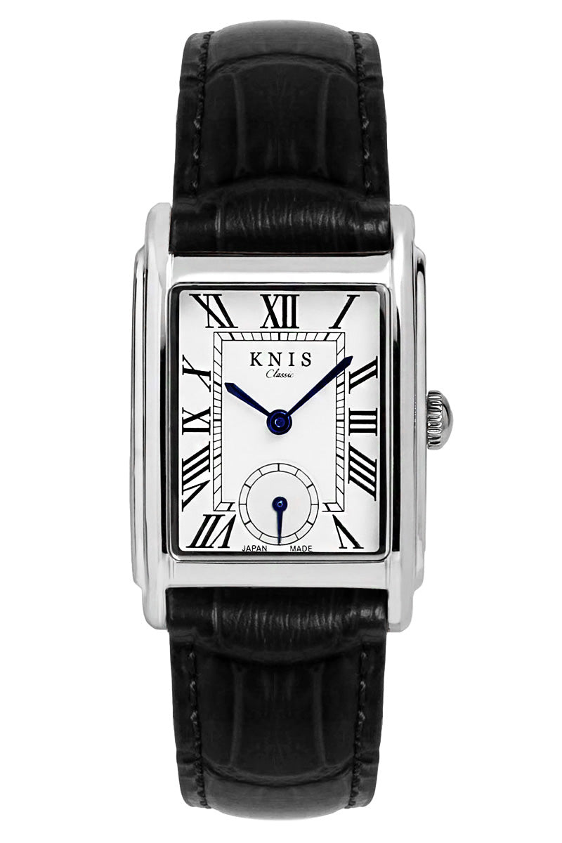 クラシック レクタンギュラー シルバー クロコ型押しレザー ブラック