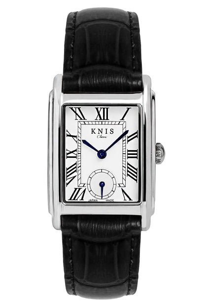 クラシック レクタンギュラー シルバー クロコ型押しレザー ブラック KN004-SVBKC