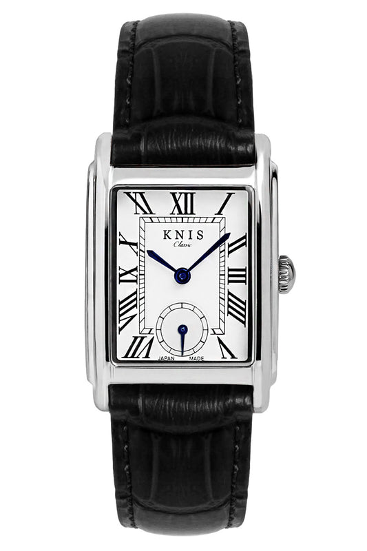 クラシック レクタンギュラー シルバー クロコ型押しレザー ブラック KN004-SVBKC