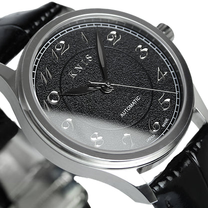 KNIS KOKU Automatic Breguet Numerals Black / Engraved Dial Leather Strap (KN005-BGBKLE)