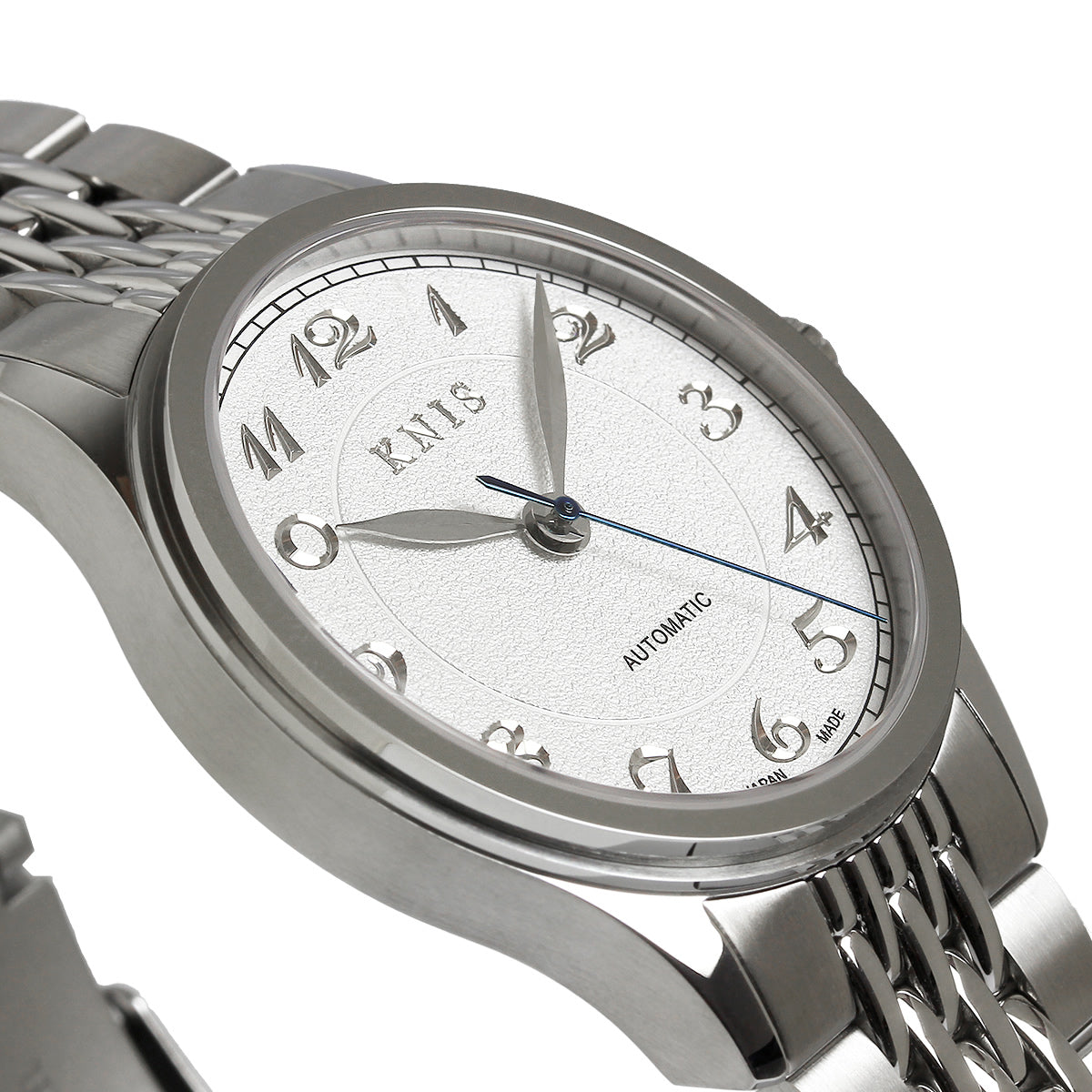 KNIS 刻 -KOKU- 自動巻き 日本製 彫金インデックス ライスブレスレット ホワイト ブレゲ数字 KN005-BGWHRC