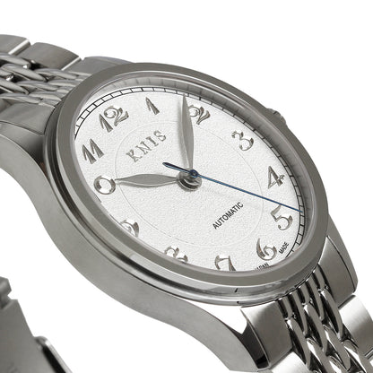 KNIS 刻 -KOKU- 自動巻き 日本製 彫金インデックス ライスブレスレット ホワイト ブレゲ数字 KN005-BGWHRC