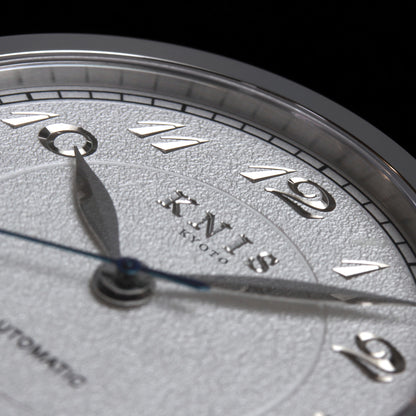 KNIS KOKU Automatic Breguet Numerals White / Engraved Dial Leather Strap (KN005-BGWHLE)