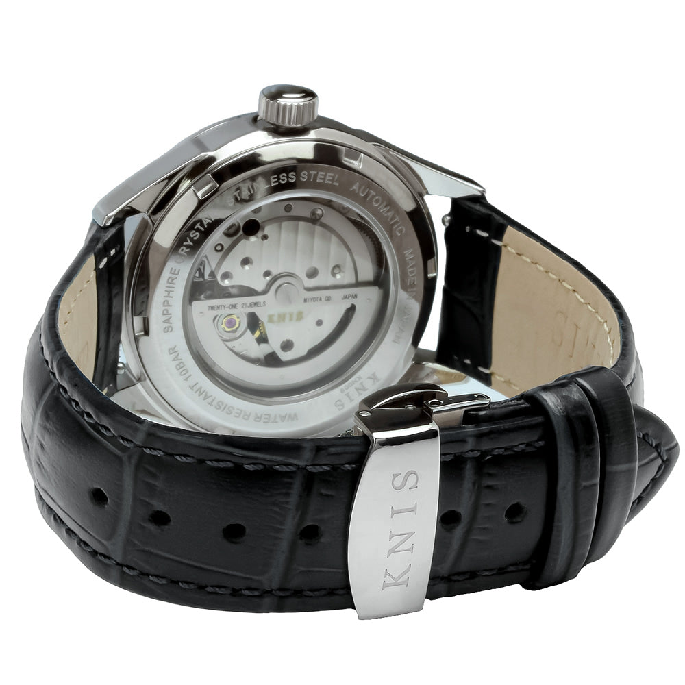 KNIS KODOU Small Seconds Automatic – White / Black Leather Strap (KN009-WHBKLE)