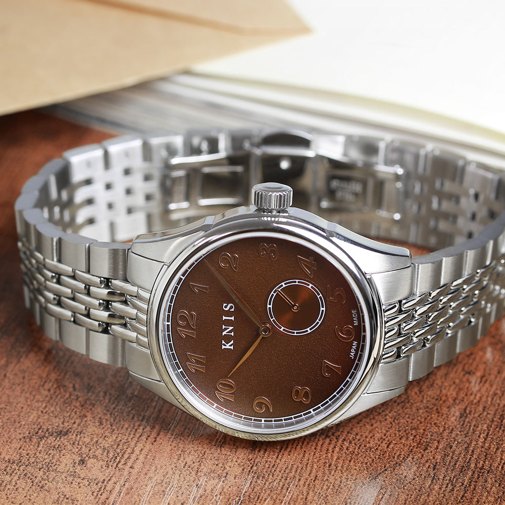 KNIS KODOU 自動巻き 日本製 スモールセコンド ライスブレスレット ブラウン 京秋穂 KN009-BRRC