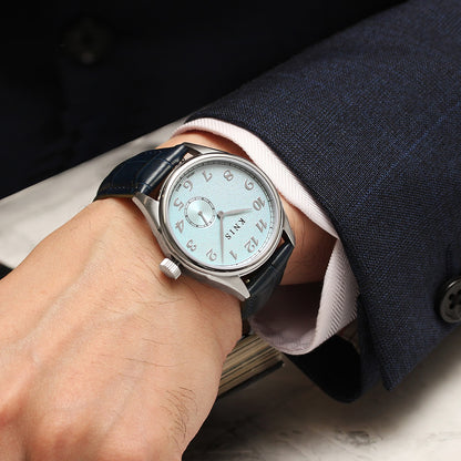 KNIS KODOU Small Seconds Automatic – Ice Blue / Blue Leather Strap (KN009-IBLBLLE)