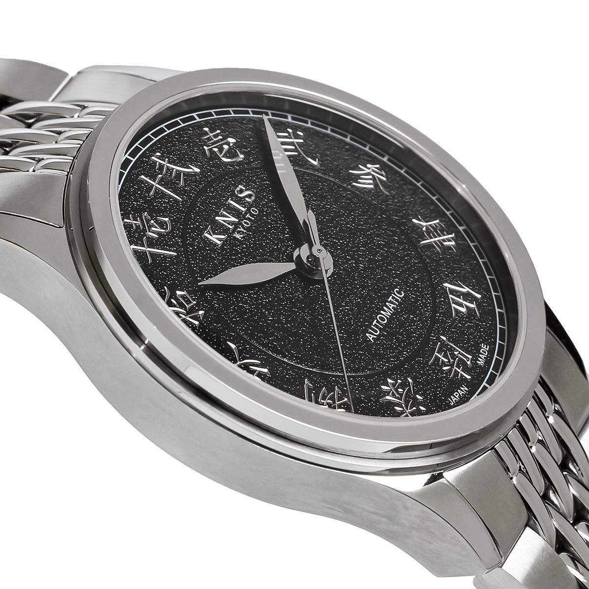 KNIS KOKU Automatic KANJI Black / Engraved Dial Stainless Steel Bracelet (KN005-KJBKRC)