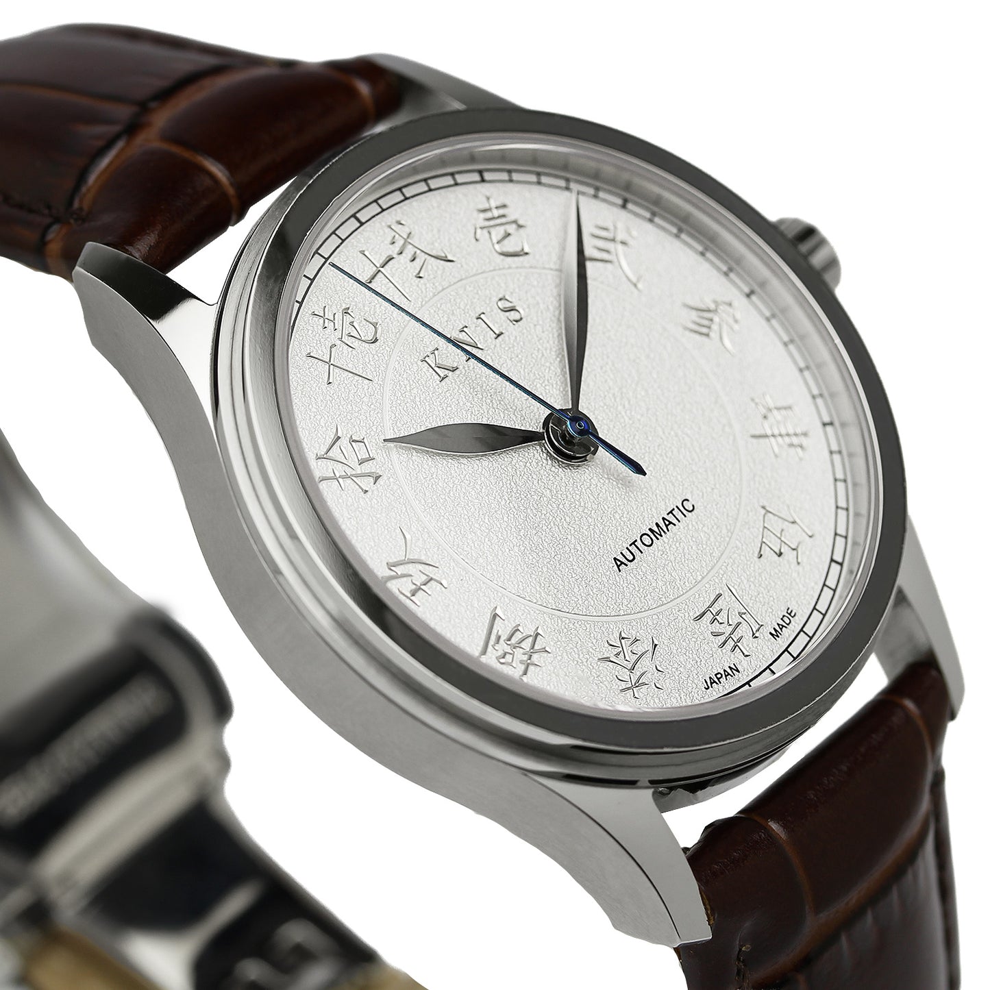 KNIS 刻 -KOKU- 自動巻き 日本製 彫金インデックス レザー ホワイト 漢字 KN005-KJWHLE