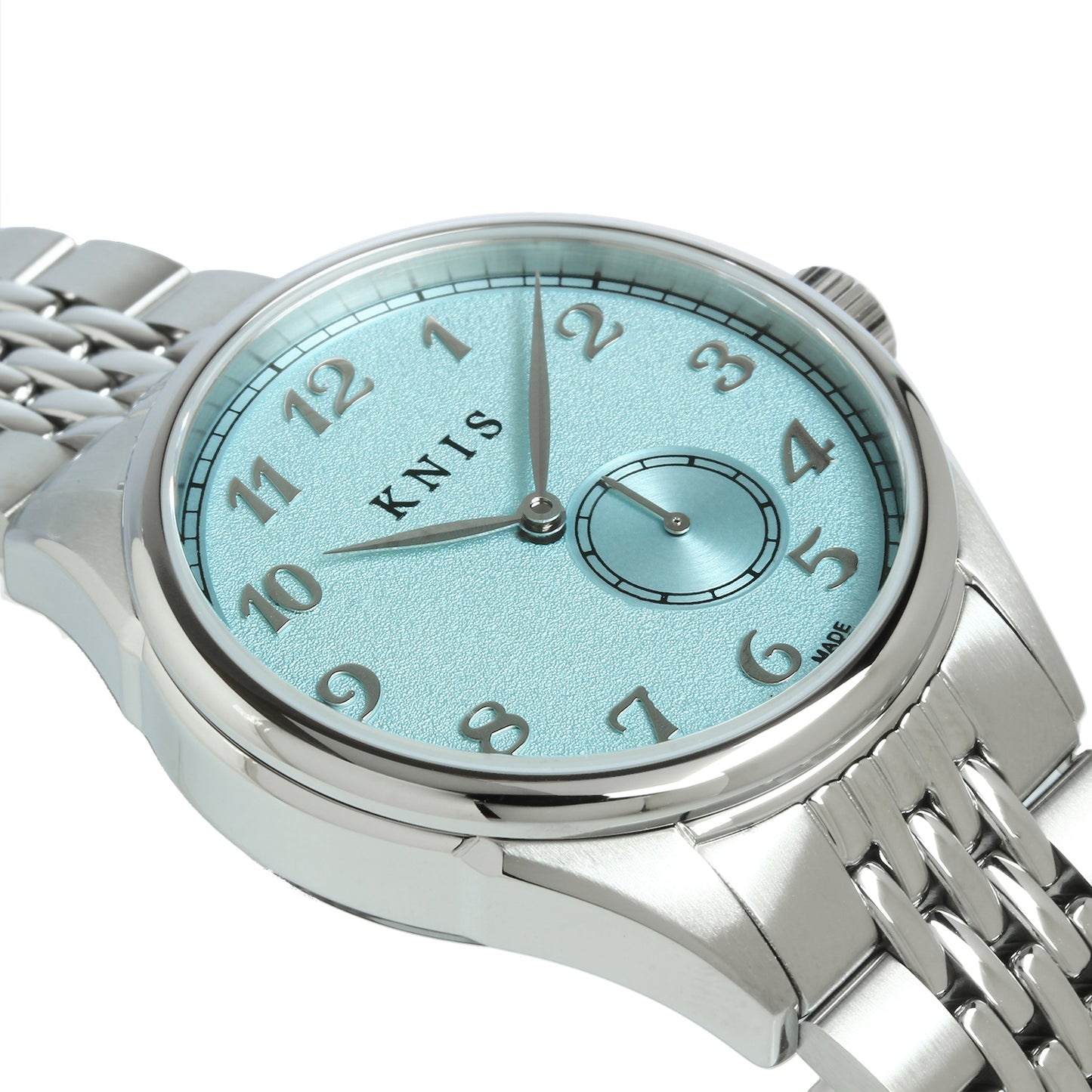 KNIS KODOU Small Seconds Automatic – Ice Blue / Stainless Steel Bracelet (KN009-IBLRC)