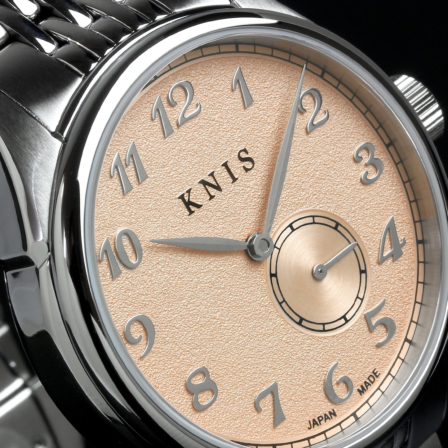 KNIS KODOU 自動巻き 日本製 スモールセコンド ライスブレスレット サーモンピンク 桜霞 KN009-SPKRC