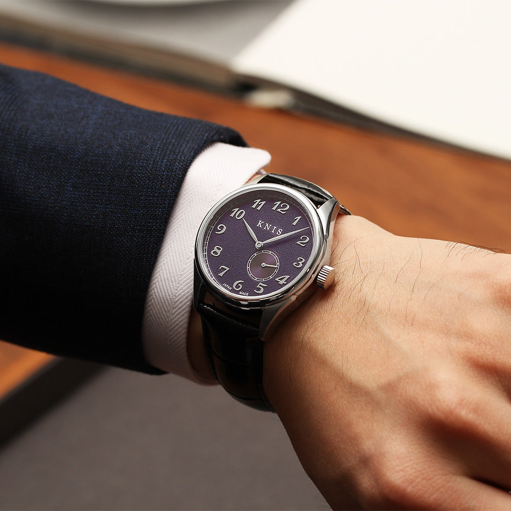 KNIS KODOU 自動巻き 日本製 スモールセコンド レザー パープル 京紫 KN009-PPBKLE