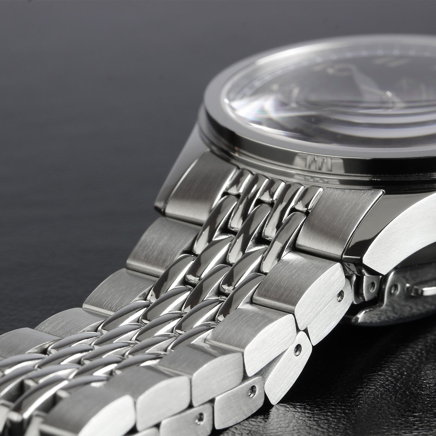 KNIS 刻 -KOKU- 自動巻き 日本製 彫金インデックス ライスブレスレット ブラック 漢字 KN005-KJBKRC