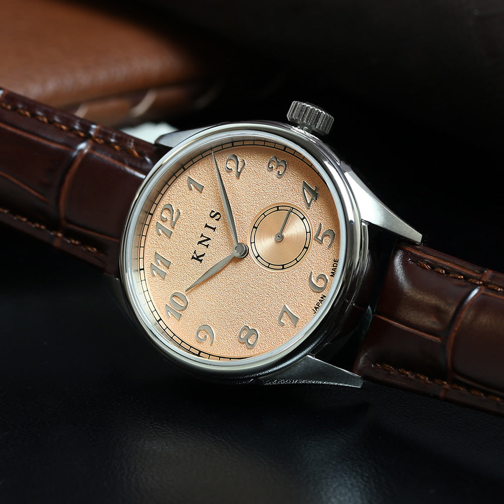 KNIS KODOU 自動巻き 日本製 スモールセコンド レザー サーモンピンク 桜霞 KN009-SPKBRLE