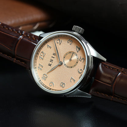 KNIS KODOU 自動巻き 日本製 スモールセコンド レザー サーモンピンク 桜霞 KN009-SPKBRLE