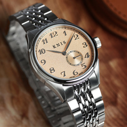 KNIS KODOU 自動巻き 日本製 スモールセコンド ライスブレスレット サーモンピンク 桜霞 KN009-SPKRC