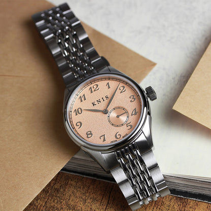 KNIS KODOU 自動巻き 日本製 スモールセコンド ライスブレスレット サーモンピンク 桜霞 KN009-SPKRC