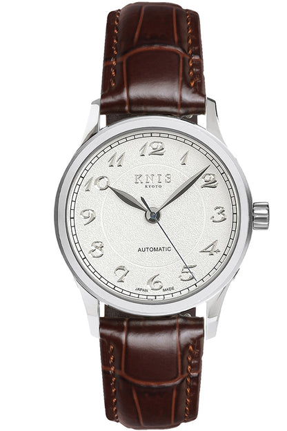 KNIS KOKU Automatic Breguet Numerals White / Engraved Dial Leather Strap (KN005-BGWHLE)