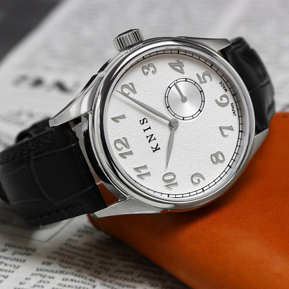 KNIS KODOU Small Seconds Automatic – White / Black Leather Strap (KN009-WHBKLE)