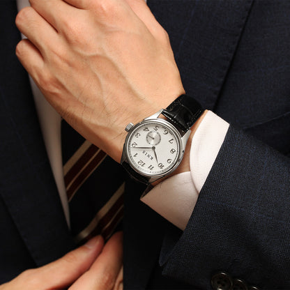 KNIS KODOU Small Seconds Automatic – White / Black Leather Strap (KN009-WHBKLE)