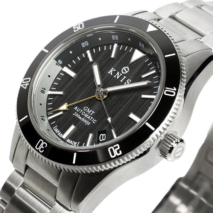 KNIS GMT ダイバーズ 自動巻き 日本製 ステンレスベルト ブラック KN007-BK