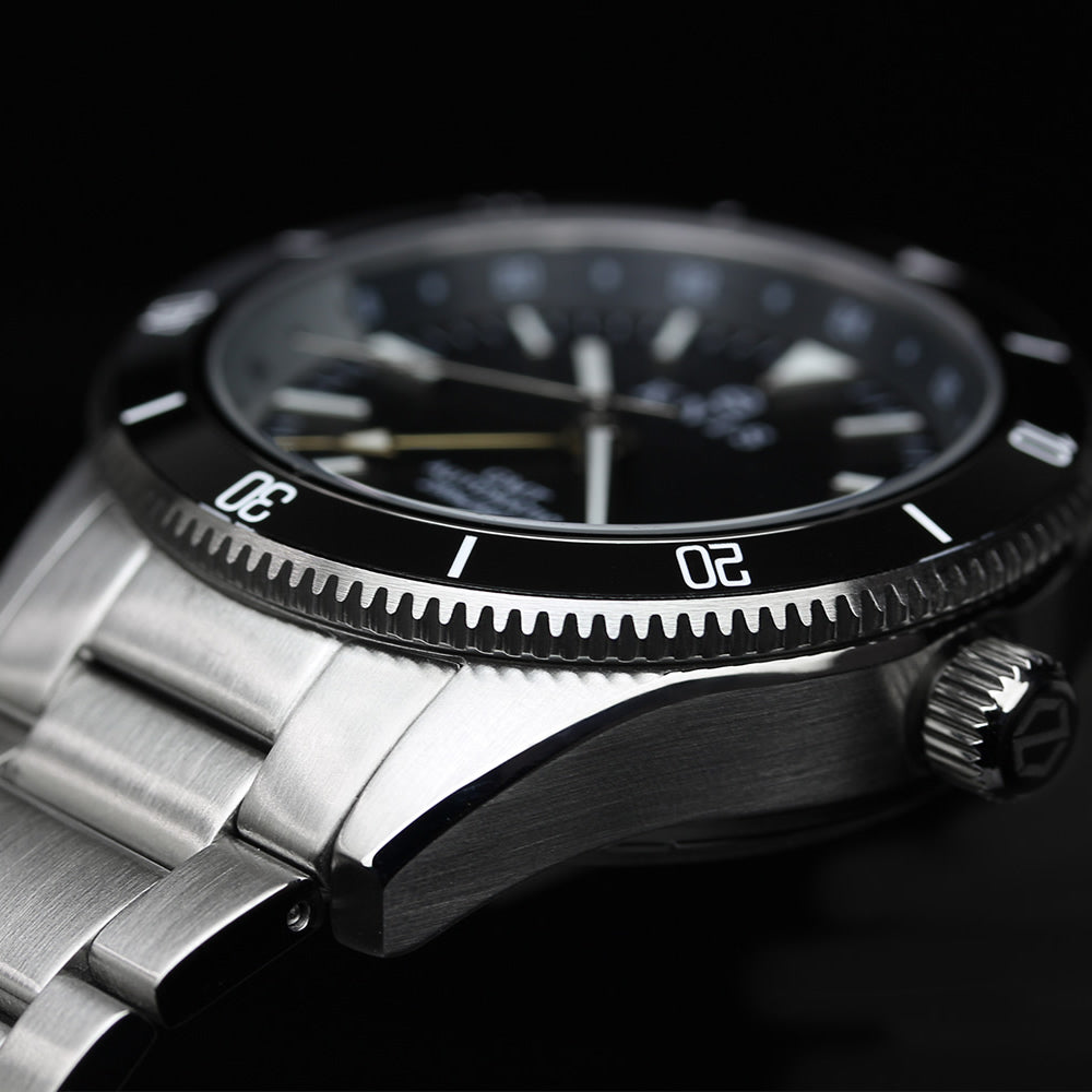KNIS GMT ダイバーズ 自動巻き 日本製 ステンレスベルト ブラック KN007-BK