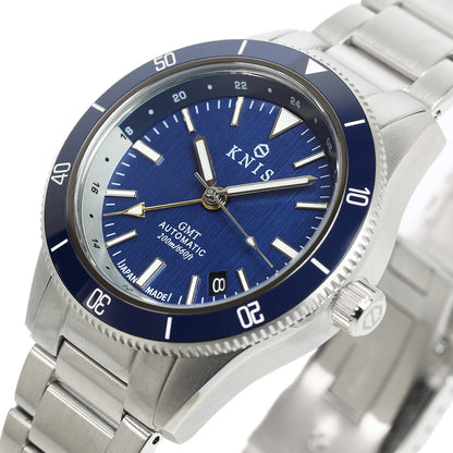 KNIS GMT ダイバーズ 自動巻き 日本製 ステンレスベルト ブルー KN007-BL