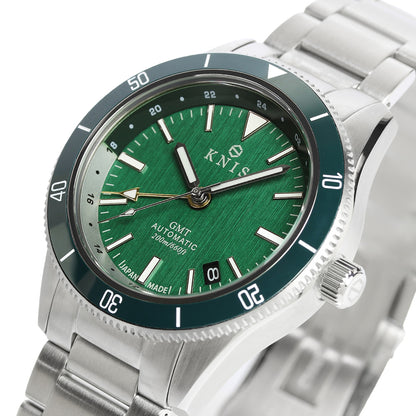 KNIS GMT ダイバーズ 自動巻き 日本製 ステンレスベルト グリーン KN007-GR