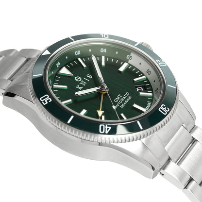 KNIS GMT ダイバーズ 自動巻き 日本製 ステンレスベルト グリーン KN007-GR