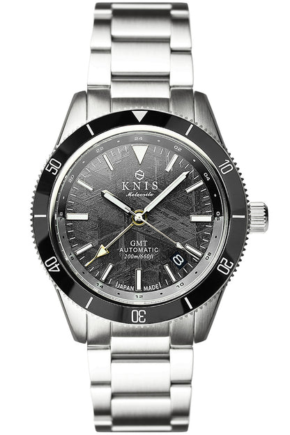 KNIS Meteorite GMT Automatic Divers Watch Black / Stainless Steel Bracelet (KN007-MT) 