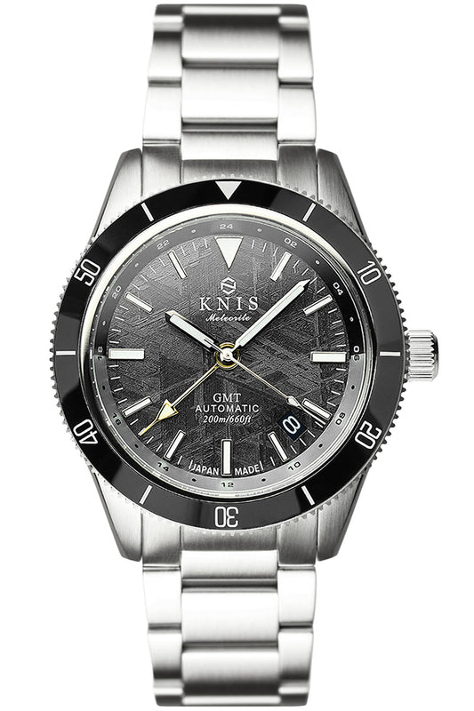 KNIS Meteorite GMT Automatic Divers Watch Black / Stainless Steel Bracelet (KN007-MT) 