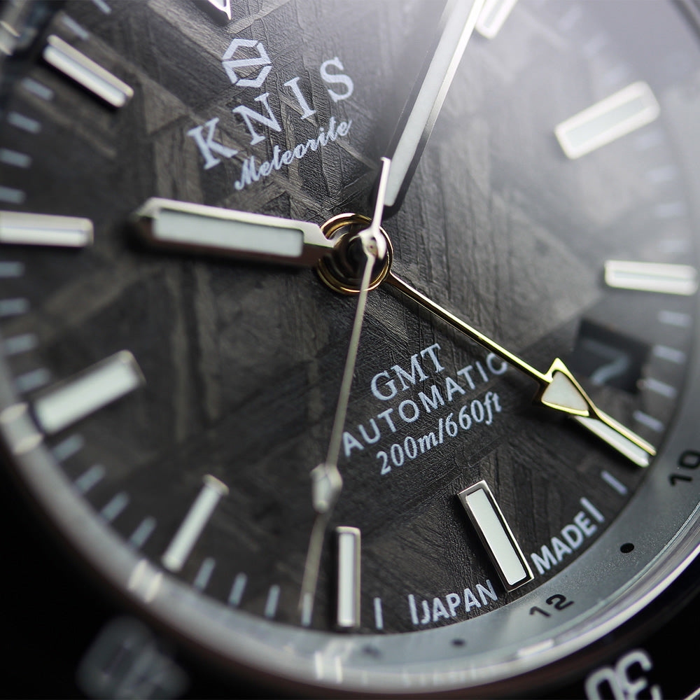 KNIS メテオライト 隕石 GMT ダイバーズ 自動巻き 日本製 ブラック