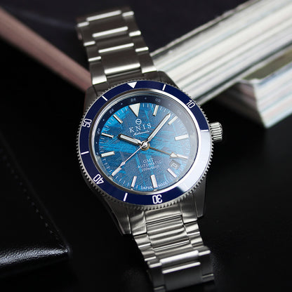 KNIS Meteorite GMT Automatic Divers Watch Blue / Stainless Steel Bracelet (KN007-MTBL) 