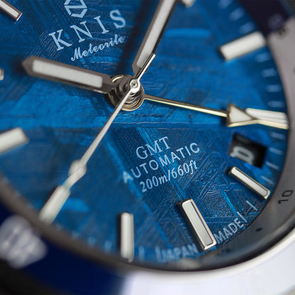 KNIS Meteorite GMT Automatic Divers Watch Blue / Stainless Steel Bracelet (KN007-MTBL) 