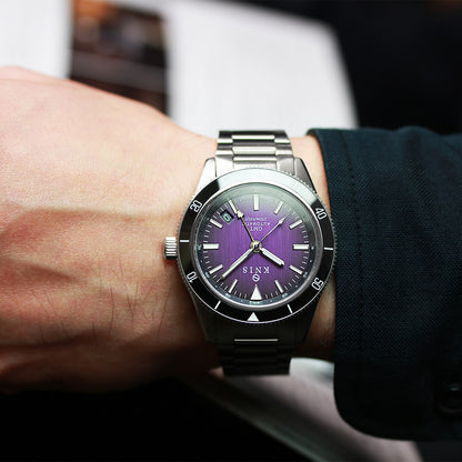 KNIS GMT ダイバーズ 自動巻き 日本製 ステンレスベルト パープル KN007-PP