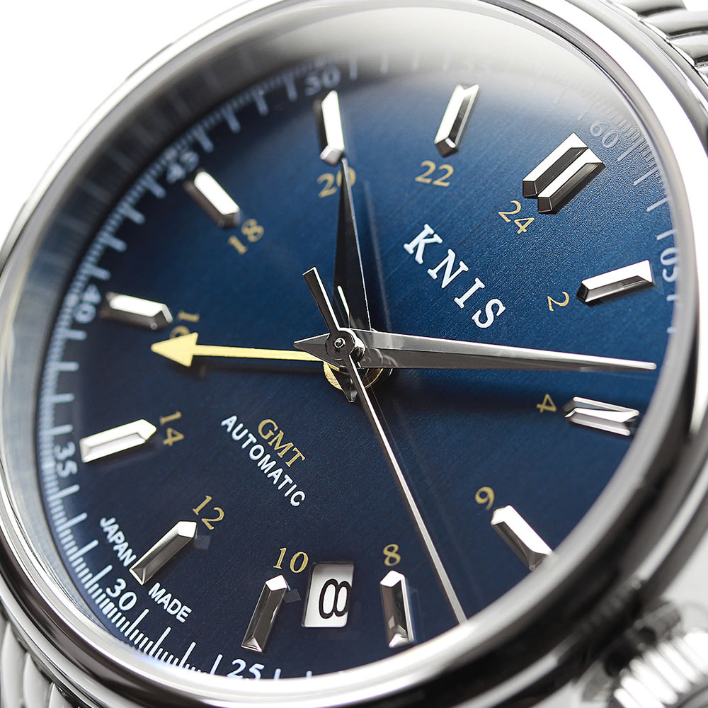 KNIS Classic GMT Automatic Deep Blue / Blue Leather Strap (KN008-BLBLLE)