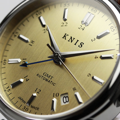 KNIS Classic GMT Automatic Champagne Gold / Brown Leather Strap (KN008-SGBRLE)