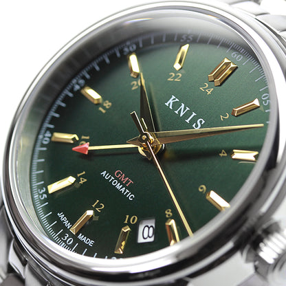 KNIS CLASSIC GMT 自動巻き 日本製 レザー グリーン KN008-GRBRLE