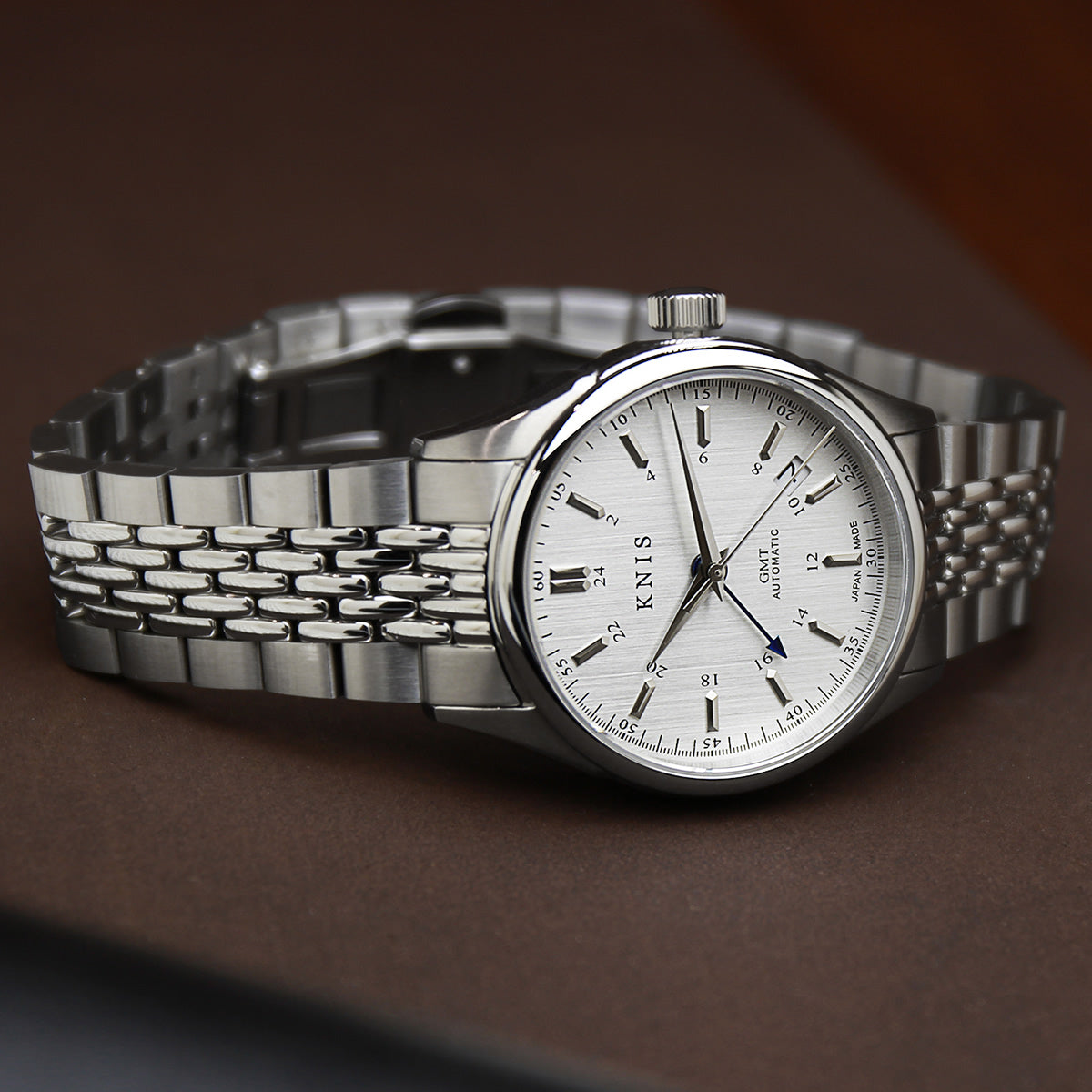 KNIS Classic GMT Automatic Silver / Rice Beads Bracelet (KN008-SVRC)
