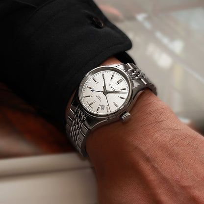 KNIS Classic GMT Automatic Silver / Rice Beads Bracelet (KN008-SVRC)