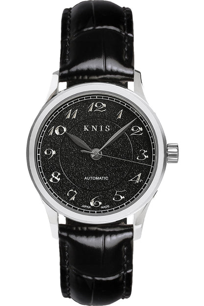 KNIS KOKU Automatic Breguet Numerals Black / Engraved Dial Leather Strap (KN005-BGBKLE)