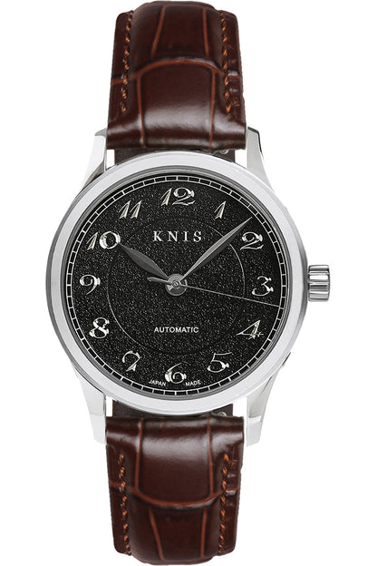 KNIS KOKU Automatic Breguet Numerals Black / Engraved Dial Leather Strap (KN005-BGBKLE)